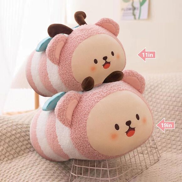 11 inch Pink Kawaii Plushies Cylindrical Body Cute Butterflie Stuffed Animal - Picture 4 of 6